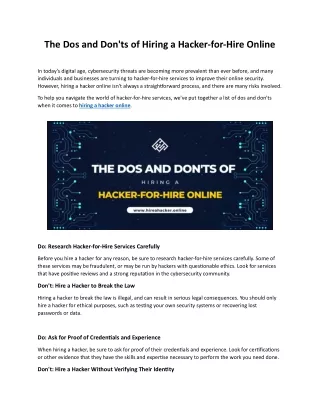 the dos and don ts of hiring a hacker for hire