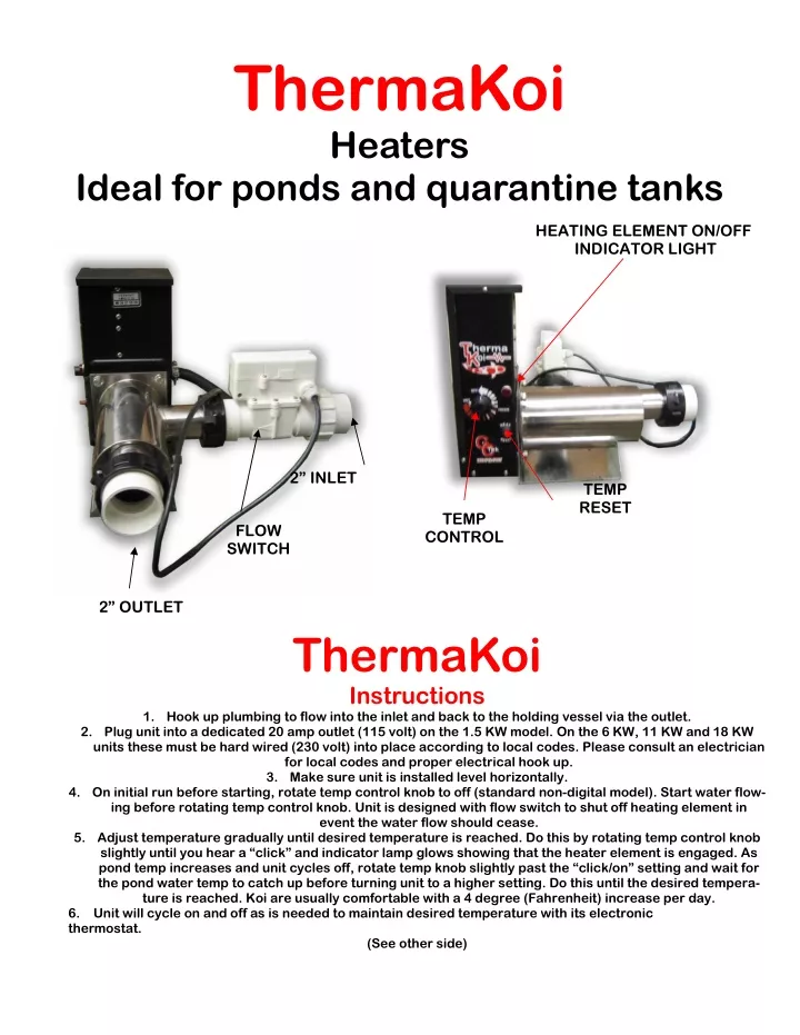 thermakoi heaters ideal for ponds and quarantine