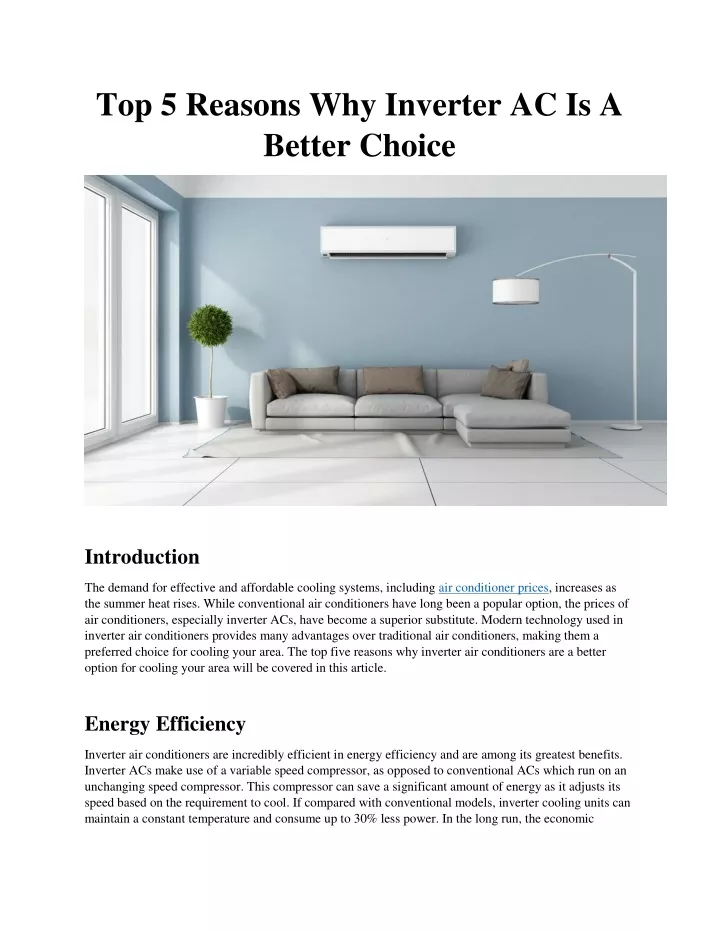 top 5 reasons why inverter ac is a better choice