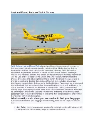Lost and Found Policy of Spirit Airlines
