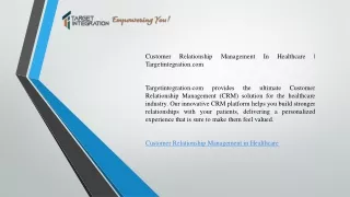 Customer Relationship Management In Healthcare   Targetintegration.com