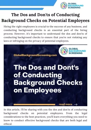 The Dos and Don'ts of Conducting Background Checks on Potential Employees
