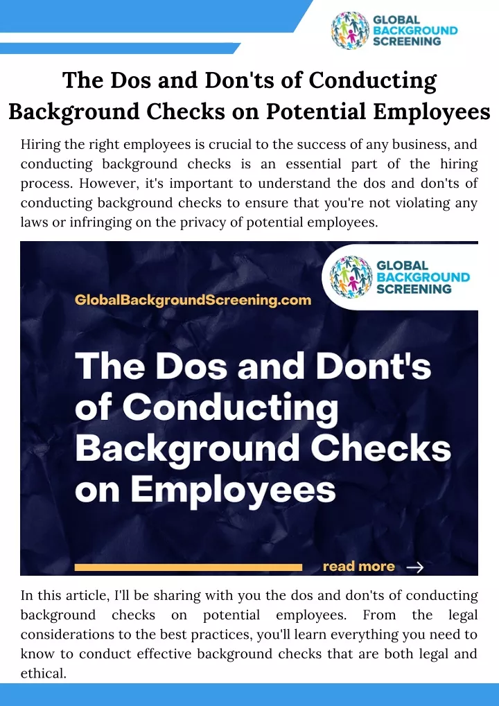 the dos and don ts of conducting background