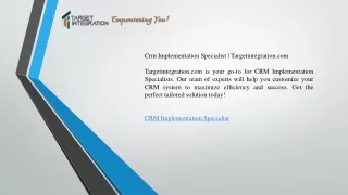 Crm Implementation Specialist   Targetintegration.com