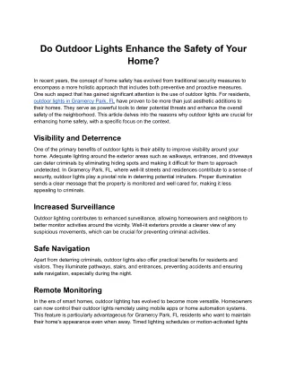 Do Outdoor Lights Enhance the Safety of Your Home?