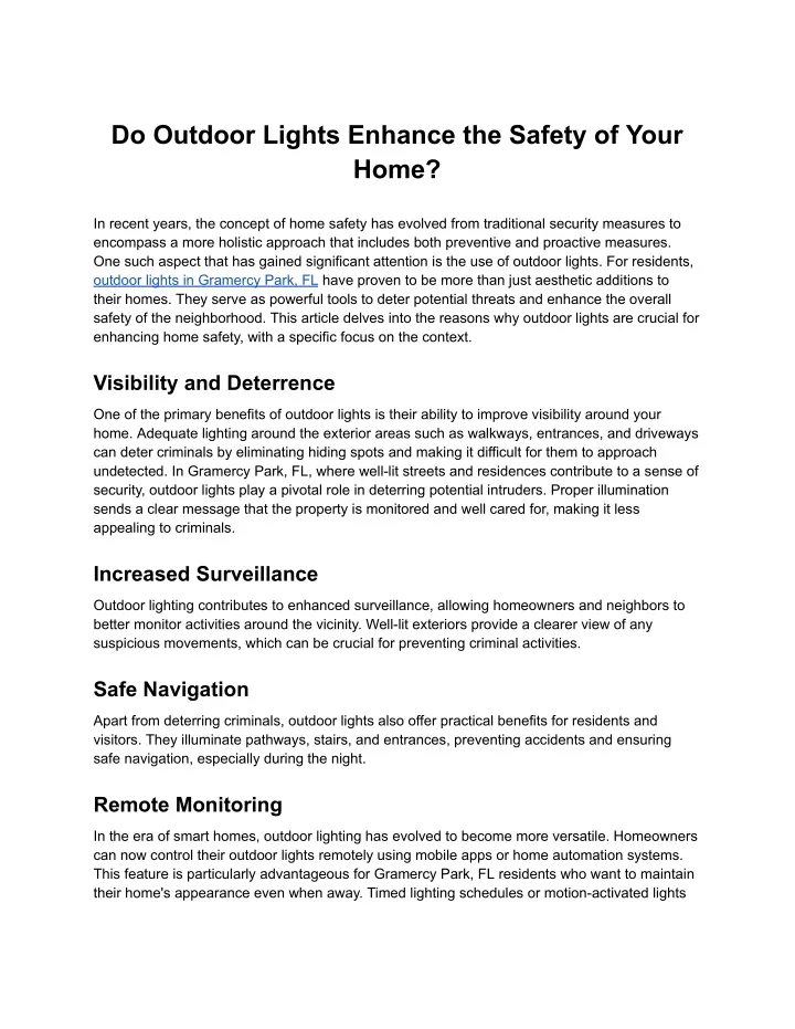 do outdoor lights enhance the safety of your home