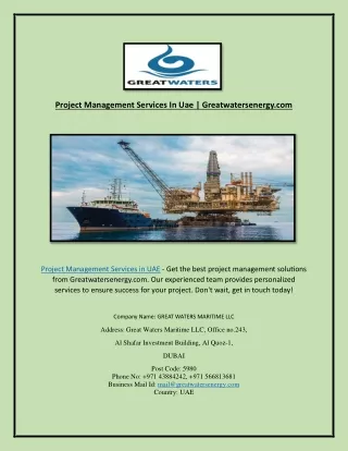 Marine Engineering Solutions Company Uae | Greatwatersenergy.com