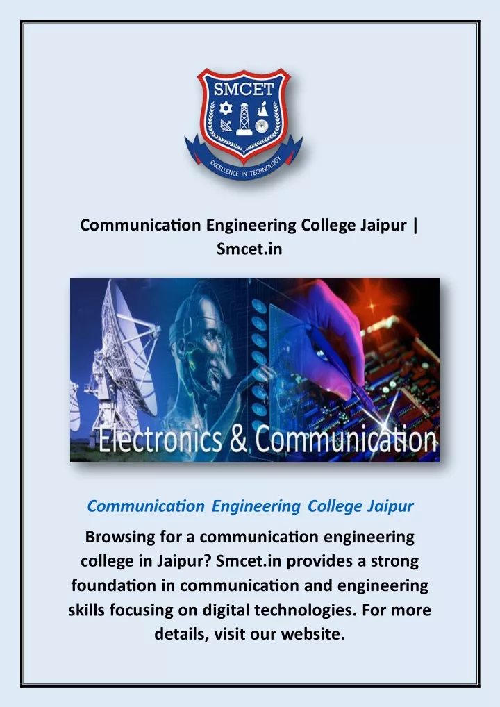 communication engineering college jaipur smcet in