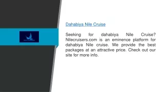 Dahabiya Nile Cruise Nilecruisers.com