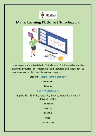 Maths Learning Platform  Tutorlix