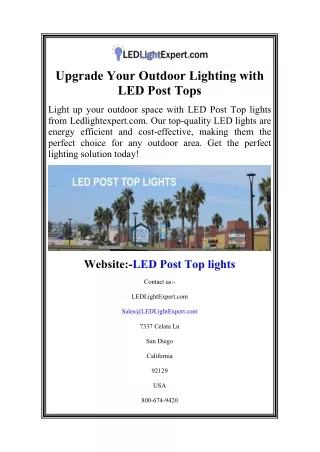 Upgrade Your Outdoor Lighting with LED Post Tops