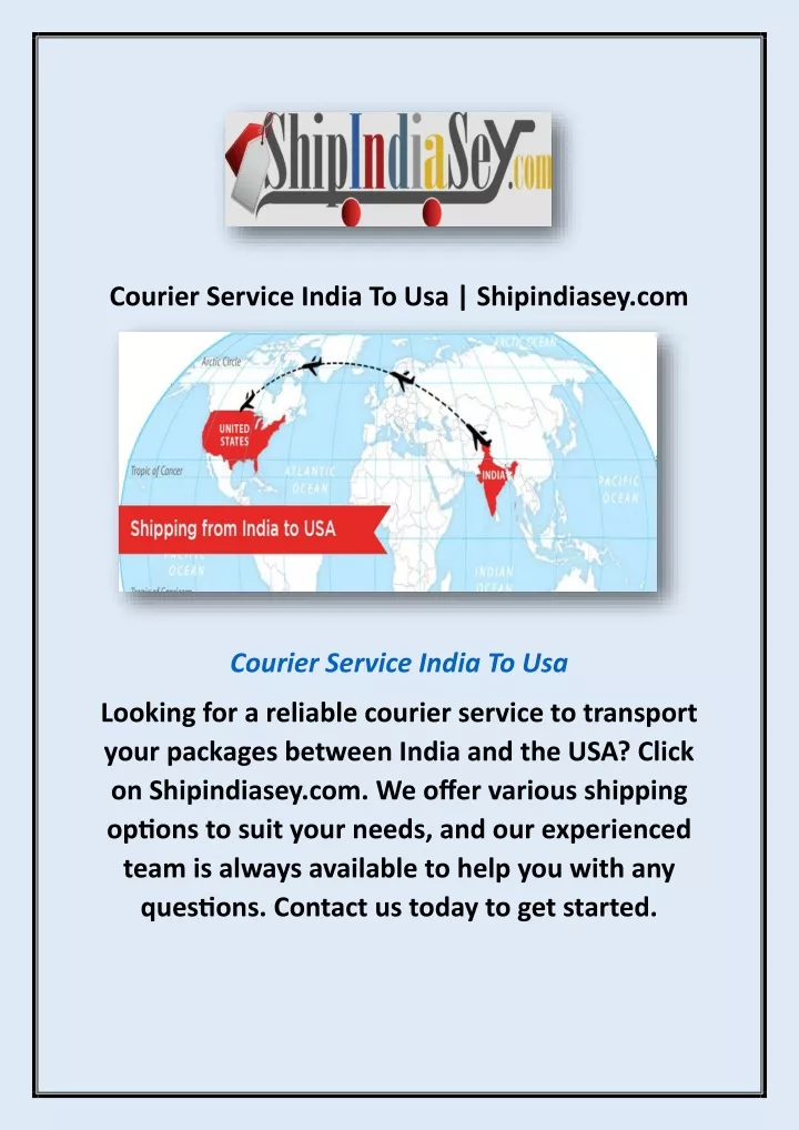 courier service india to usa shipindiasey com