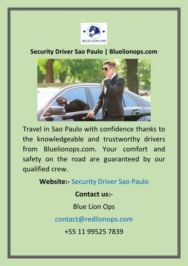 security driver sao paulo bluelionops com
