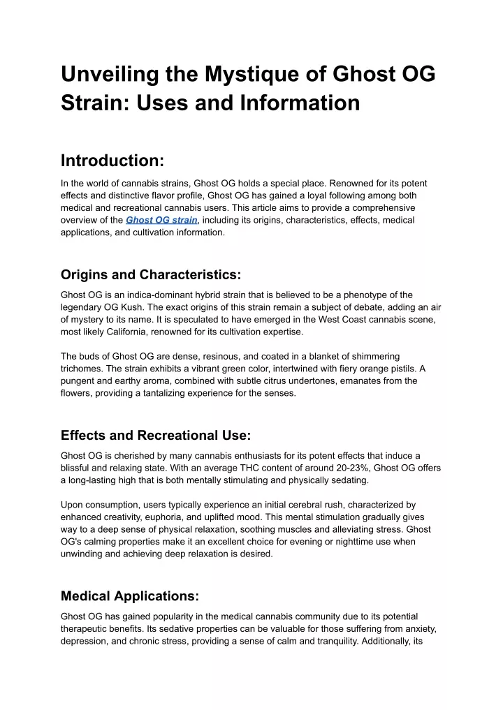 unveiling the mystique of ghost og strain uses