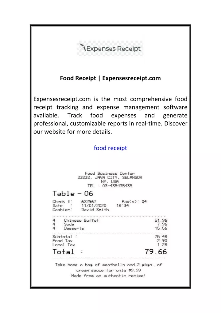 food receipt expensesreceipt com