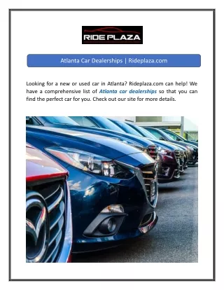 Atlanta Car Dealerships  Rideplaza.com