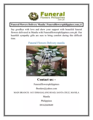 Funeral Flowers Delivery Manila  Funeralflowersphilippines.com.ph