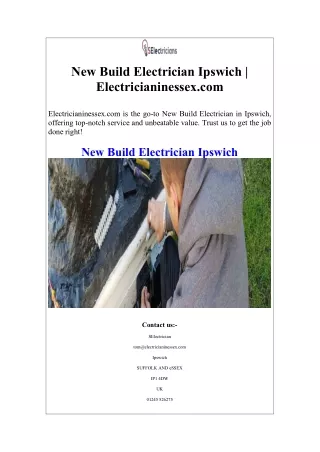 New Build Electrician Ipswich  Electricianinessex.com