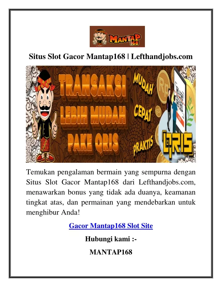 situs slot gacor mantap168 lefthandjobs com