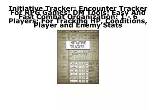 (PDF/DOWNLOAD) Initiative Tracker: Encounter Tracker For RPG Games: DM Tools: Ea