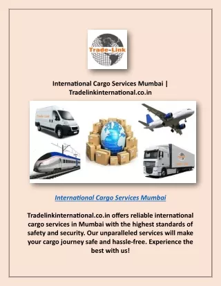 International Cargo Services Mumbai | Tradelinkinternational.co.in