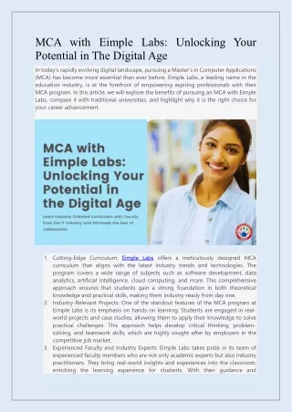 MCA with Eimple Labs Unlocking Your Potential in the Digital Age