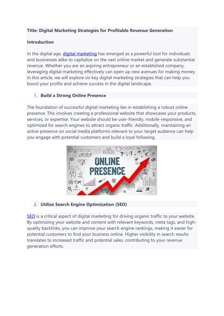 title digital marketing strategies for profitable