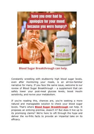 Blood Sugar Breakthrough