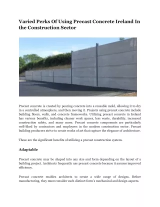 Precast Concrete Ireland In the Construction Sector