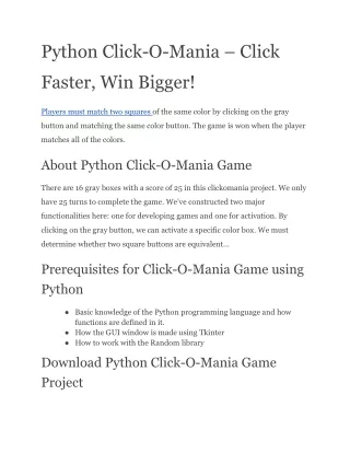 Python Click-O-Mania – Click Faster, Win Bigger
