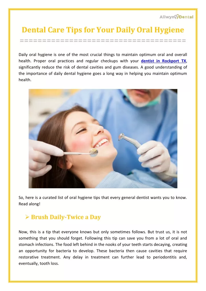 dental care tips for your daily oral hygiene