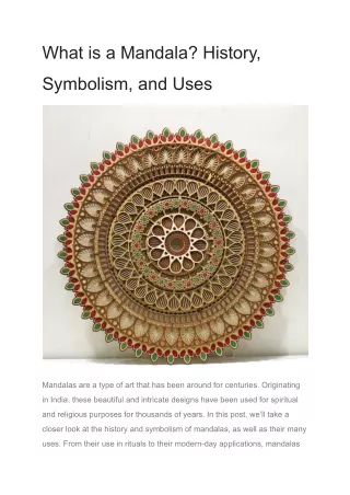 what is a mandala history