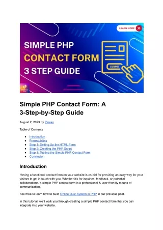 Simple PHP Contact Form A 3-Step-by-Step Guide