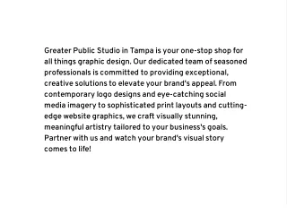Graphic Design company in Tampa - Greater Public Studio