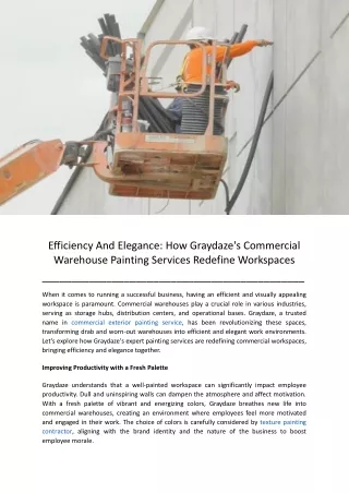 Efficiency And Elegance How Graydaze's Commercial Warehouse Painting Services Redefine Workspaces