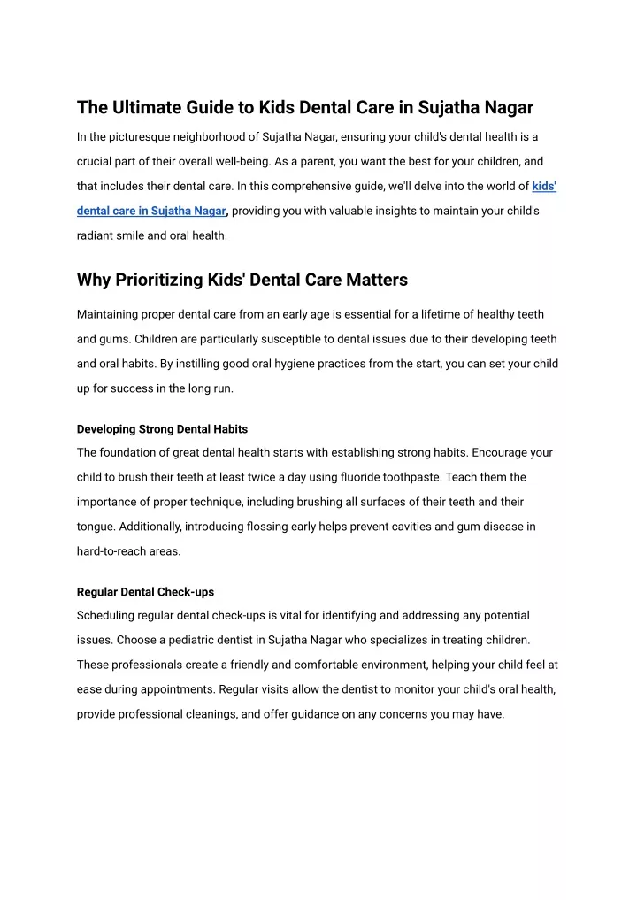 the ultimate guide to kids dental care in sujatha