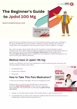 BUY JPDOL 100mg And Tramadol At  $25 OFF On Unitedmedicines Free And Easy Delive