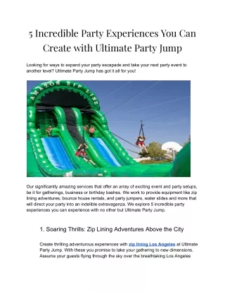 5 Incredible Party Experiences You Can Create with Ultimate Party Jump
