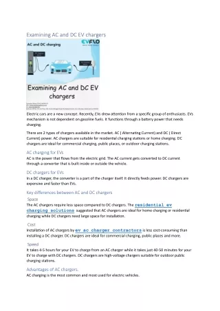 Examining AC and DC EV chargers