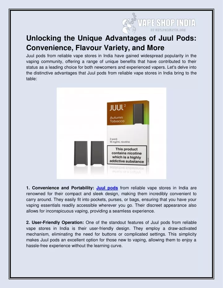 unlocking the unique advantages of juul pods