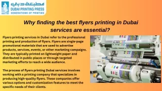 Why finding the best flyers printing in Dubai services are essential
