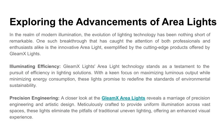 exploring the advancements of area lights