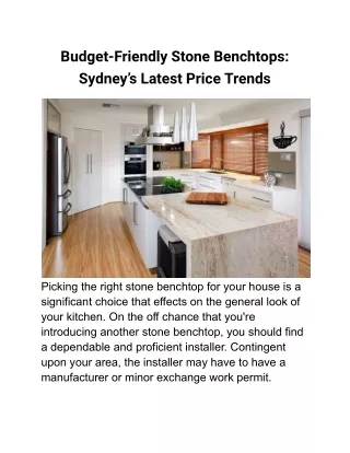 Budget-Friendly Stone Benchtops_ Sydney’s Latest Price Trends