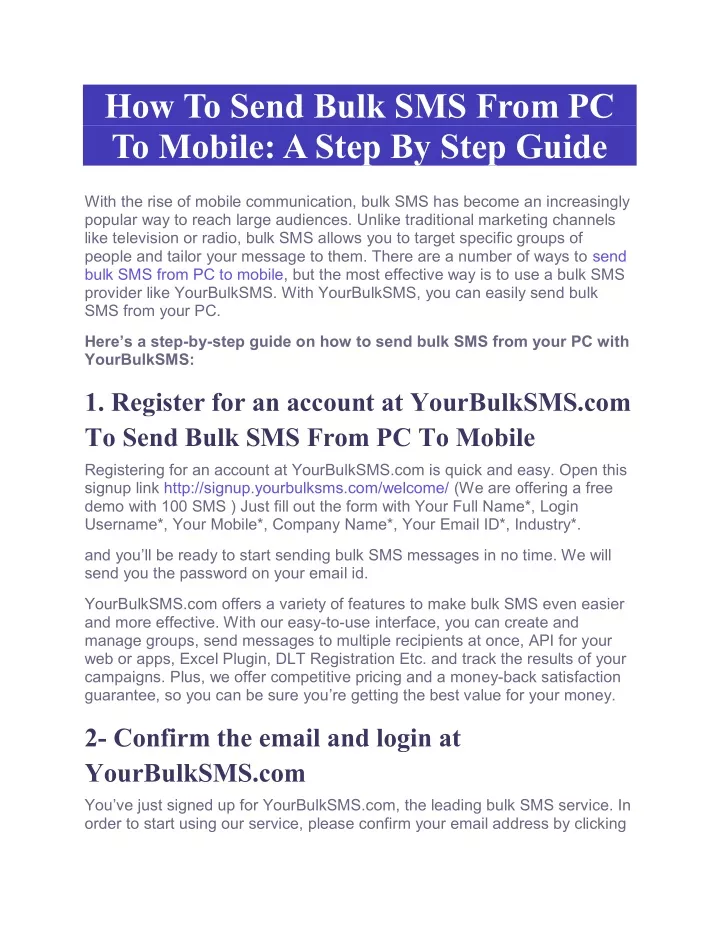 how to send bulk sms from pc to mobile a step