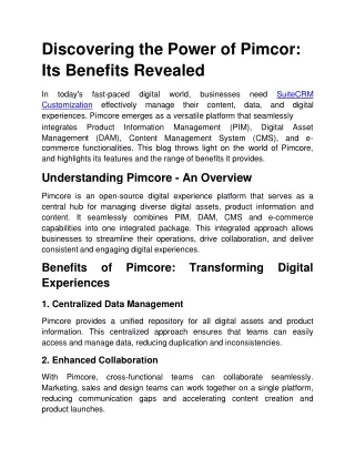 Discovering the Power of Pimcor: Its Benefits Revealed