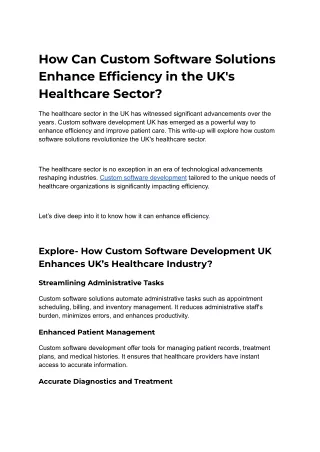How Can Custom Software Solutions Enhance Efficiency in the UK's Healthcare Sector_