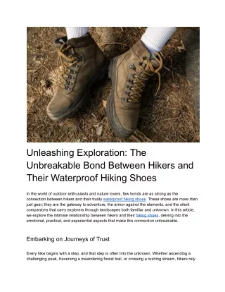 Unleashing Exploration_ The Unbreakable Bond Between Hikers and Their Waterproof Hiking Shoes