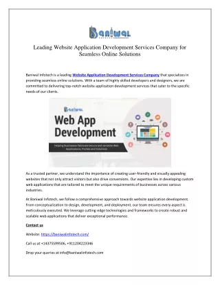 Expert Website Application Development Services by a Leading Company