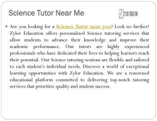 Science Tutor Near Me| Zylor Education
