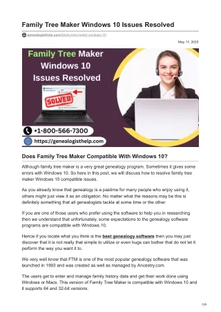 genealogisthelp.com-Family Tree Maker Windows 10 Issues Resolved
